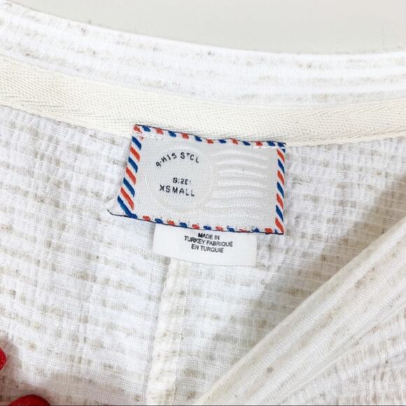 Anthropologie Postmark Catina Tan/White Striped Eyelet Top - Picture 4 of 6